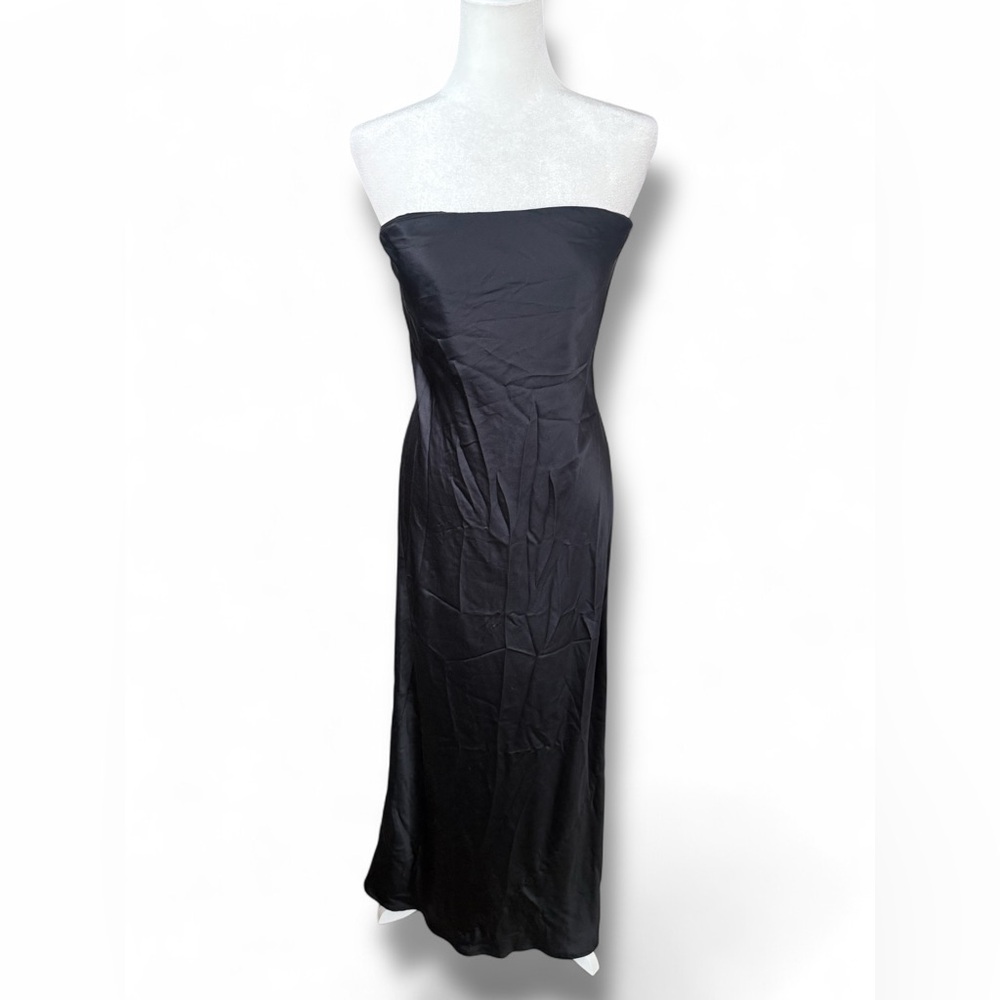 Reformation Joanna Dress Black Silk Strapless Formal Midi Maxi Size 12 - Picture 3 of 12